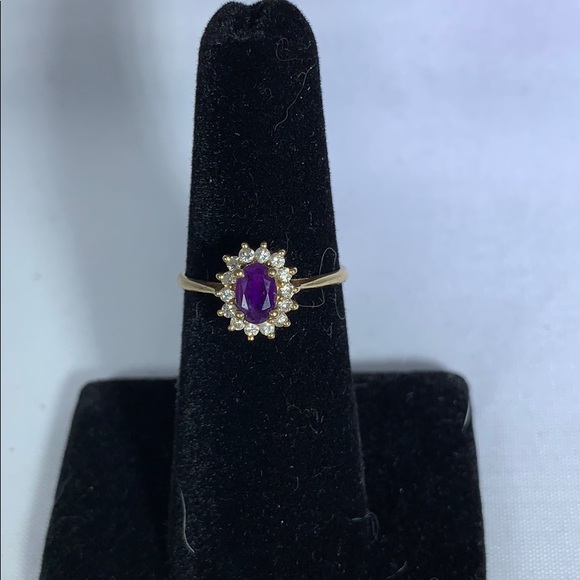 Jewelry - Diamond and amethyst 14k ring sz 7 approximately